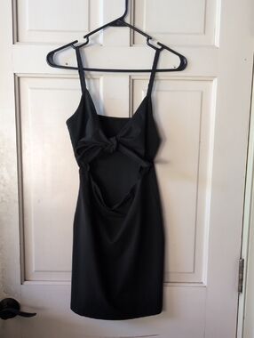 Black Knot Front Cutout Mini Dress - Women's